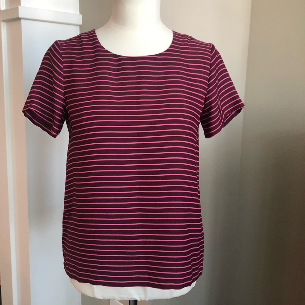 Ann Taylor Loft Short Sleeve Silky Blouse Top Petite Small